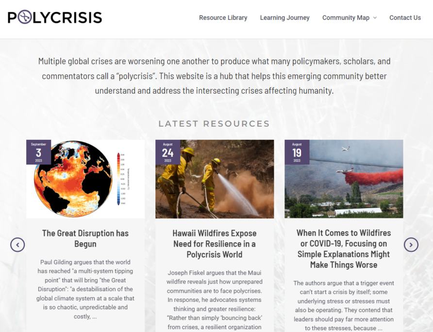 A screenshot of the website polycrisis.org