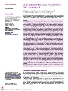 Polycrsis Global polycrisis: The causal mechanisms of crisis entanglement